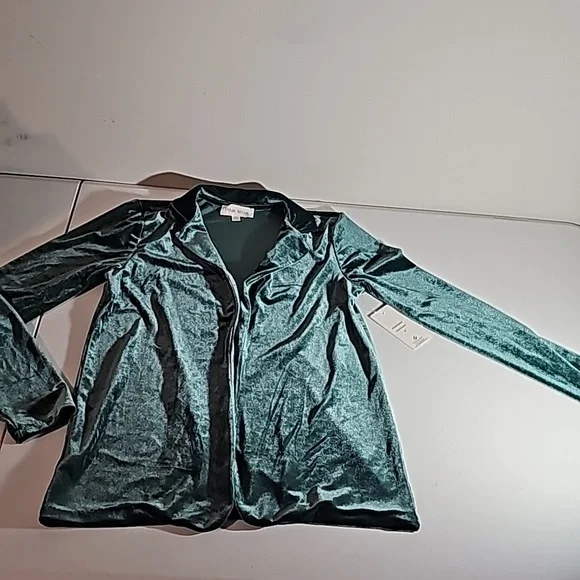 Pink Rose x Dry Goods Evergreen Velour Long Sleeves Cardigan Jacket XS NWT - Picture 7 of 16